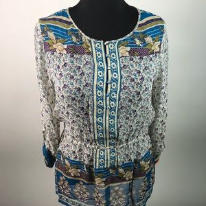 Lucky 🍀 Brand Floral Tunic Semi-Sheer L AI78